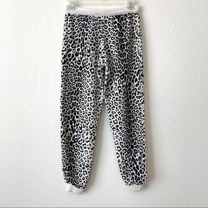 CHASER Joggers Black & White Snow Leopard Print Small